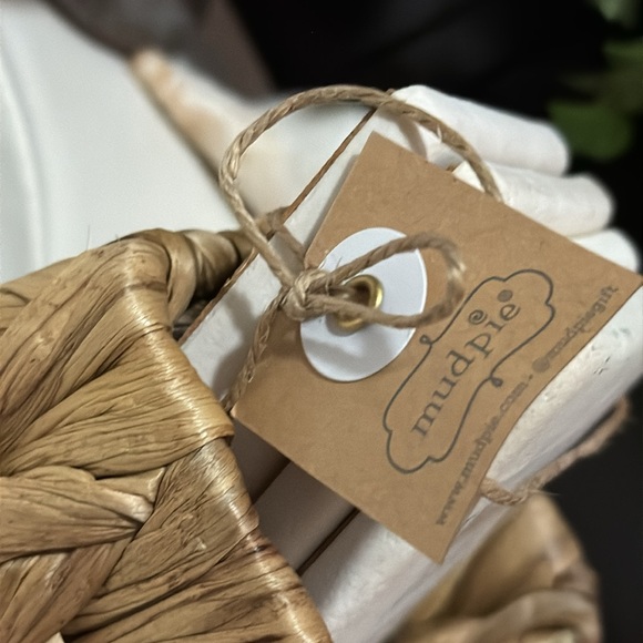 NWT Set of 4 Coasters-Ceramic/Limestone-Printed Phrase-Basket To Store In - Picture 7 of 12